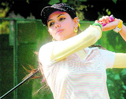 Sharmila Nicollet of Bangalore in action on the opening day of the Womens Professional Golf Tour in Chandigarh on Tuesday.