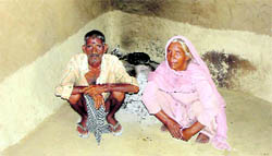 An old Sansi couple in its mud house at Chak Drabkhan village in 