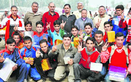 Winners of the Atheletics and Kabbadi Championship held by the Sports Department in Dehradun on Wednesday. 