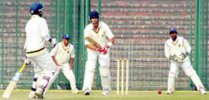 The match between Punjab and Orissa in progress on Wednesday. Tribune photo: Vinay Malik