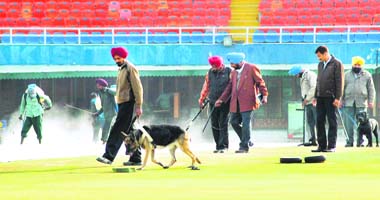 A dog squad at the PCA Stadium in Mohali on Thursday, ahead of a T20 match between India and Sri Lanka