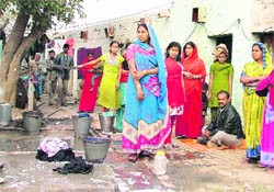 Women seem to be unmoved by recent voilence in Ludhiana on Wednesday.