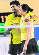 Jwala Gutta (R) with V Diju 