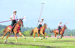 IMA cadets at the tent-pegging event on the eve of the passing-out parade in Dehradun