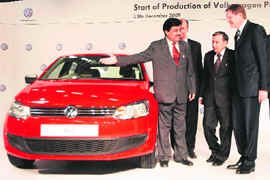 Maharashtra Chief Minister Ashok Chavan launches Polo car in Pune on Saturday.