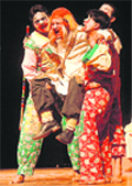 Artistes stage the play Saudagar at the Tagore Theatre in Chandigarh