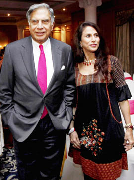 The chairman of Tata Group, Ratan Tata, along with writer Shobhaa De at the launch of the book To India with Love: From New York to Mumbai, in Mumbai recently