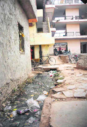 An open sewerage at Hallo Majra.