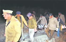 Injured of the shell explosion being taken to a hospital from the Army firing range in Raipur, near Dehradun