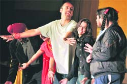 Artistes perform Punjabi play Mirch Masala- Chhadeyan di June Buri in Ludhiana on Sunday. 