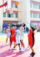 A game in progress at BCM Senior Secondary School, Chandigarh road branch, in Ludhiana on Sunday. 