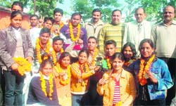 SMJN College athletics team that has won many medals in the Inter-College Athletics Meet in Srinagar, Garhwal.