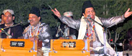 Nizami brothers present a qawwali during the Awadhi food festival in Gurgaon. 