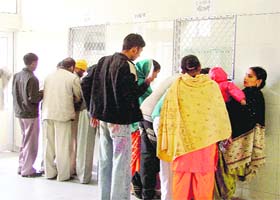 Migrants and their families at the ESI Hospital in Ludhiana