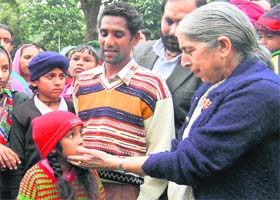 Punjab Health Minister Laxmi Kanta Chawla with the children, who were treated for various heart ailments under the School Health Programme, in Amritsar