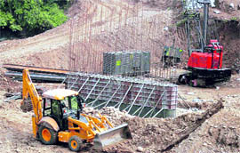 Works in progress at a Kumbh site in Haridwar. Tribune photos: Rameshwar Gaud