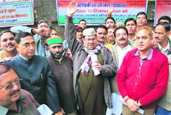 Congress workers protest in New Delhi demanding rail link between Rishikesh and Karanprayag