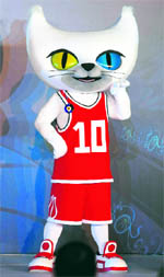 The 2010 FIBA World Championship mascot performs during the 2010 FIBA World draw in Istanbul on Tuesday.