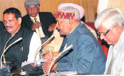 Speakers discuss the reservation policy for Dalits, who have converted to Christianity and Islam, at Panjab University in Chandigarh on Wednesday.
