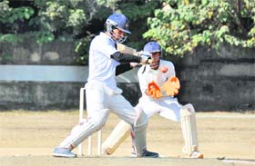 A batsman in action during a match at the 58th District Cricket League in Dehradun