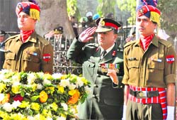 Brig RK Gupta at the war memorial in Ludhiana