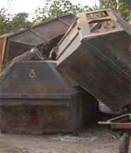 garbage bins lie dumped on the Nehru Park premises in Jalandhar.