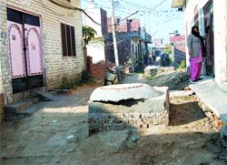 A view of sewerage laid in Sri Ram Avenue in Ward 14.