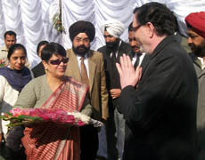 Justice Nirmal Yadav, judge, Punjab and Haryana High Court, being accorded a warm welcome by the members of Bar Association, during her visit to Jalalabad on Friday.
