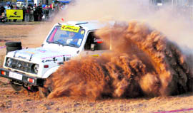 A participant at Motorcross, organised by the Old Students Association of YPS, Mohali, on Friday.