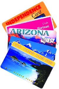 Electronic benefit transaction cards are shown in this undated photo