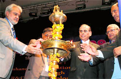 The lamp-lighting ceremony in progress at Explotech-2009 in Dehradun on Saturday. A Tribune photograph