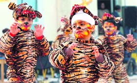 Students of The Millennium School during their annual day in Mohali