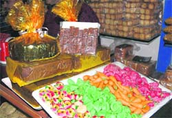 Christmas cakes and sweets on sale in Dehradun.