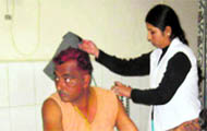 Head Constable Sube Singh is medically examined at the Sirsa general hospital.
