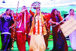 Girls perform giddha during the silver jubliee and prize distribution function of SB Senior Secondary School in Amritsar.
