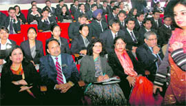 University Business School students attend an international conference at the English auditorium of Panjab University in Chandigarh on Tuesday.
