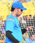 The Dreaded finger: Yuvraj Singhs absence will hit Indias chances in the remaining two matches. 