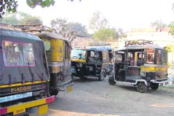 Impounded auto-rickshaws parked in Division No. 1 police station