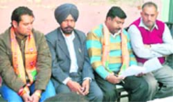 Jeewan Gupta with newly elected poll observers at Jagraon.