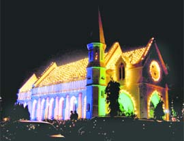 St Pauls Church in Amritsar illuminated 