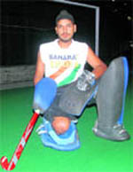 Harjit at the hockey stadium in Chandigarh