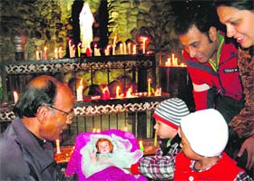 NATIVITY: Devotees at the Cathedral Church, Sector 19, Chandigarh, at midnight