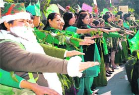 GO GREEN: Students of KBDAV School, Sector 7, pledge for greener planet in Chandigarh