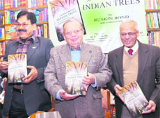 Famous author Ruskin Bond releases the new edition of Indian Trees in Dehradun on Thursday.