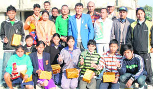 Winners of the District Boxing Competition in Dehradun on Thursday.
