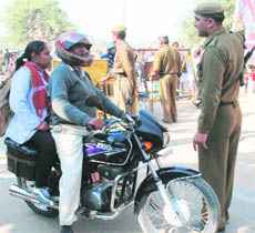 Elaborate security arrangements in place during Rahul Gandhis visit to Bhagat Phool Singh Women University at Kahanpur Kalan in Sonepat on Thursday.