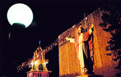 St Marys Garrison Church illuminated for Christmas in Jammu