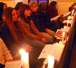 Foreigners perform evening prayers in Sanit Paul Church in Amritsar on Christmas