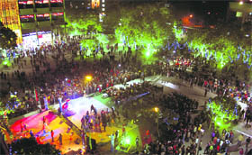 An overview of the plaza on Christmas at Sector 17, Chandigarh, on Friday.