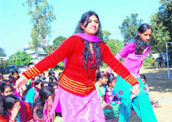 NSS volunteers perform a dance at a cultural programme at Government Girls School in Dehradun on Friday. 